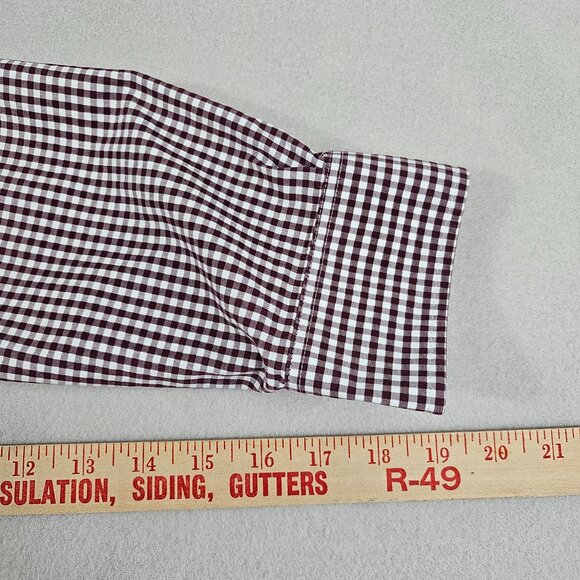Orvis Shirt Mens XL Maroon Check Long Sleeve Button Up Active Fit 100% Cotton - Picture 6 of 9